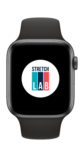 Apple watch displaying StretchLab logo